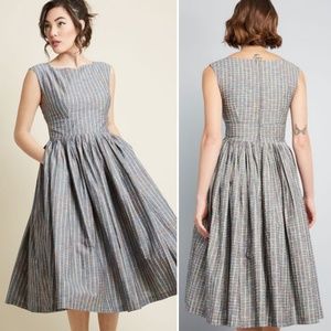 Modcloth Fabulous Fit & Flare dress, gray size 14